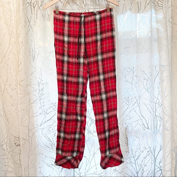 Victoria’s Secret red black white plaid drawstring pj pajama long pants - Picture 1 of 6